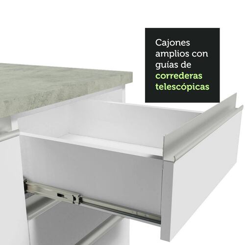 Mueble de Cocina Compacto 200cm Glamy Madesa 08 Blanco
