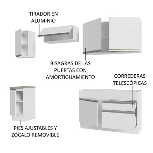 Mueble de Cocina Integral Glamy 240cm Madesa 07.