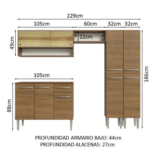 Mueble de Cocina Integral Madesa Emilly 229cm 04.
