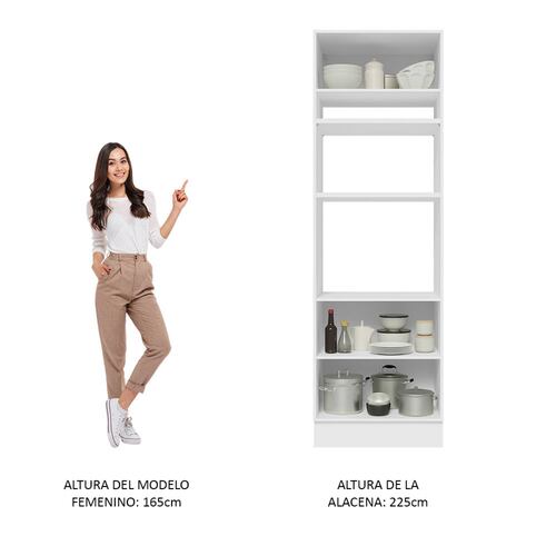 Alacena para Horno y Microondas Madesa Glamy 70cm 3 Puertas Blanco.