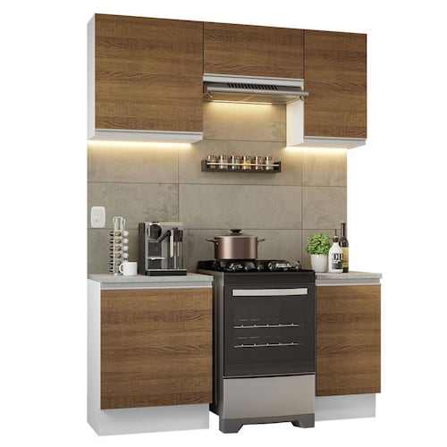 Mueble de Cocina Integral Madesa Glamy 160cm Blanco/Marrón.