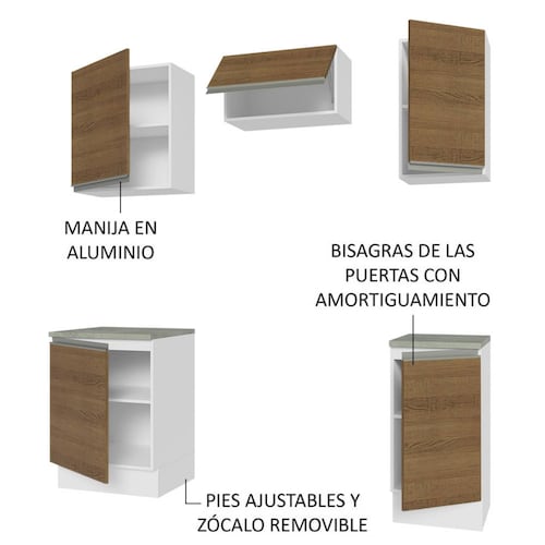 Mueble de Cocina Integral Madesa Glamy 160cm Blanco/Marrón.