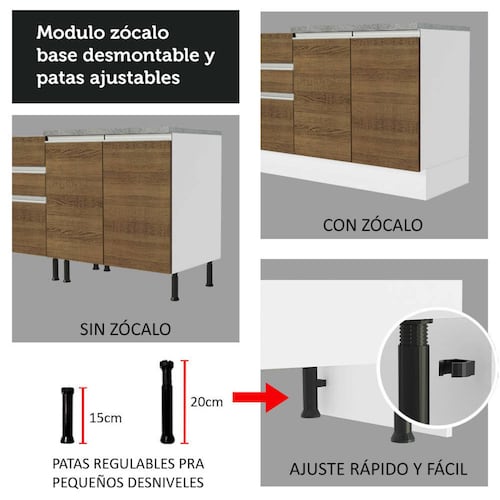 Mueble de Cocina Integral Madesa Glamy 160cm Blanco/Marrón.