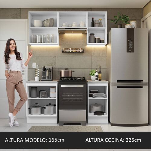 Mueble de Cocina Integral Madesa Glamy 160cm Blanco/Marrón.