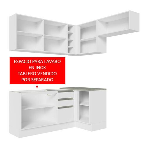 Mueble de Cocina Integral Esquinera Madesa Glamy 349 cm BB 07.