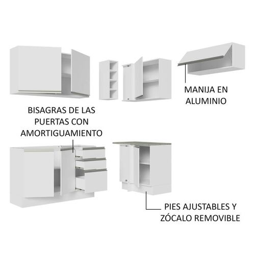 Mueble de Cocina Integral Esquinera Madesa Glamy 349 cm BB 07.