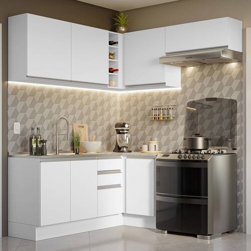 Mueble de Cocina Integral Esquinera Madesa Glamy 349 cm BB 07.