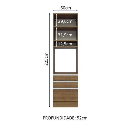 Mueble de Cocina Para Horno Madesa Glamy 60 cm 1 Puerta y 3 Cajones.