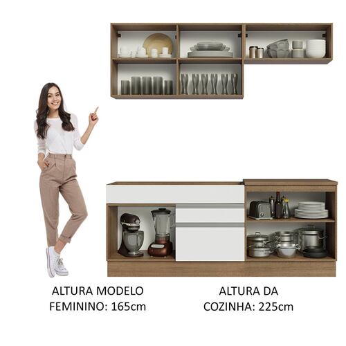 Cocina Integral 200cm Glamy Madesa Blanco/Marrón 07.