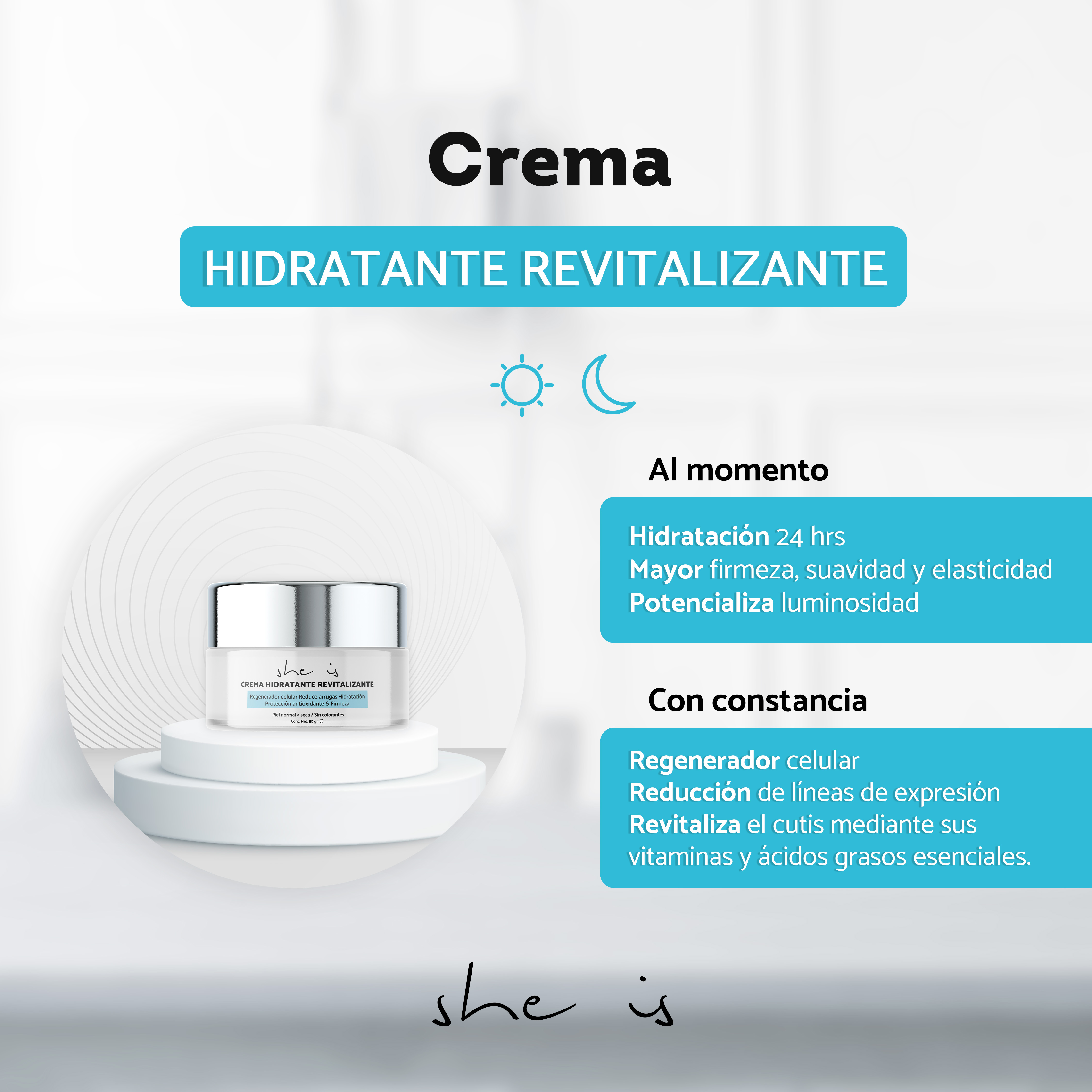 Set Facial Antiedad (Serum Ácido Hialurónico + Crema Revitalizante) She is skincare 