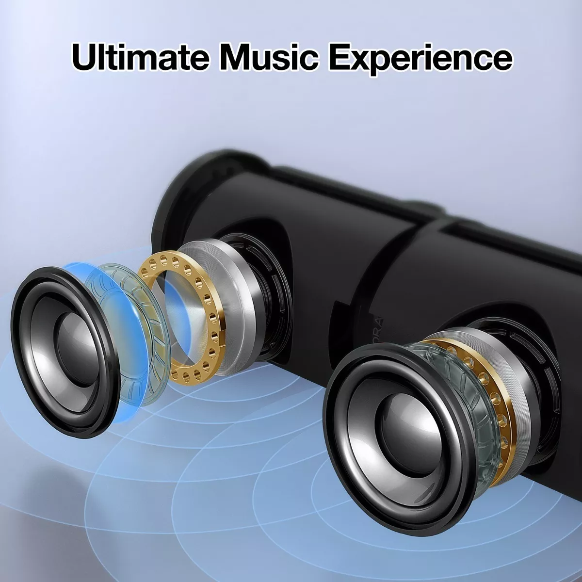 Bocina Bluetooth Portátil, 1Hora Bluetooth 5.1 Altavoz Negro