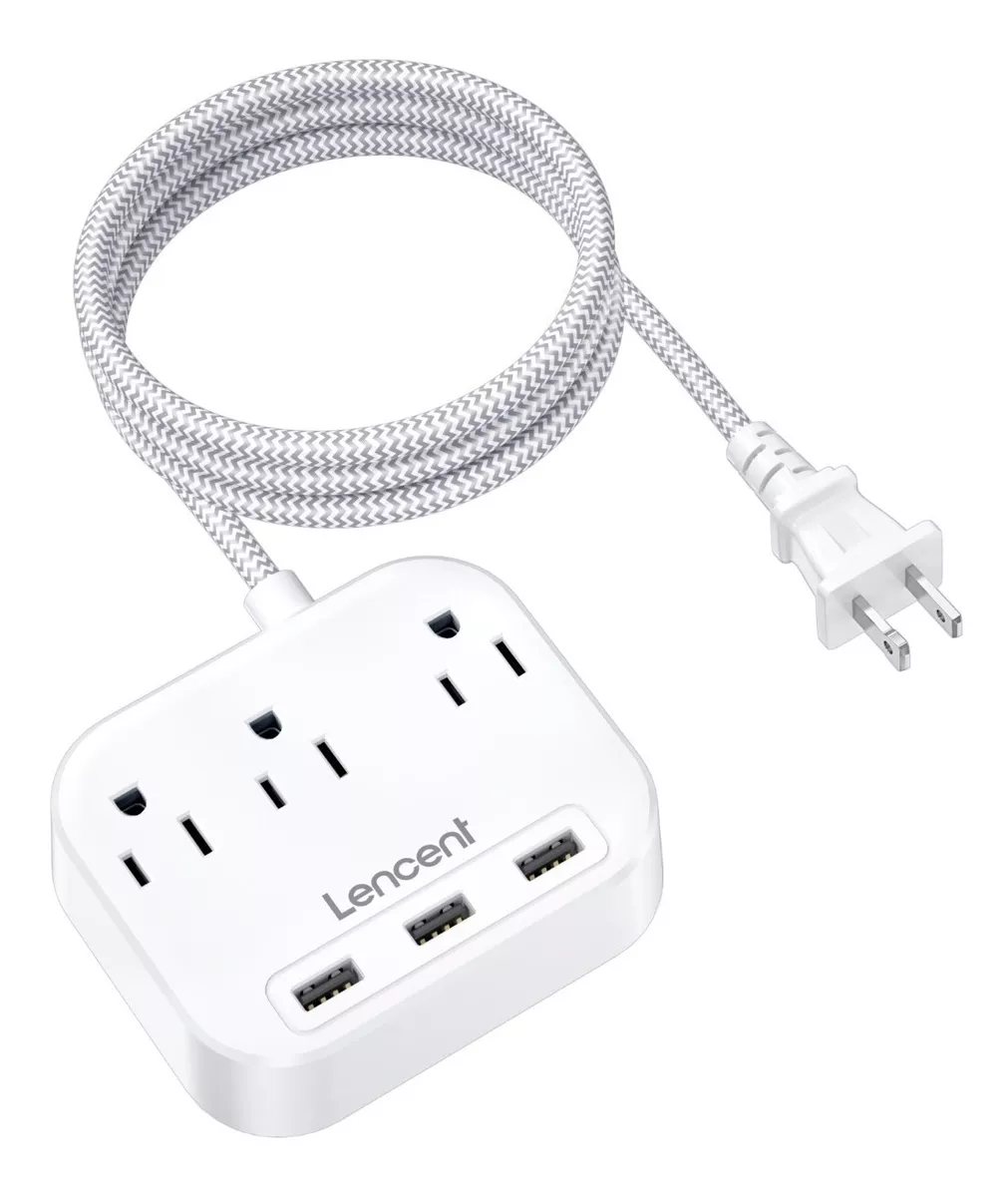 Regleta Multicontactos Adaptador De 3 Clavijas A 2 Con 3 Usb Blanco