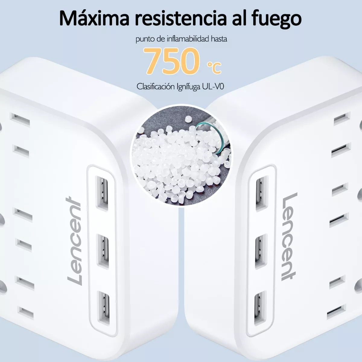 Regleta Multicontactos Adaptador De 3 Clavijas A 2 Con 3 Usb Blanco