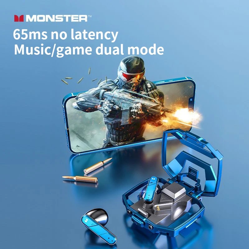 Audífonos Inalámbricos Monster XKT09 Gamer Bluetooth 5.2 HIFI 300mAh Azul