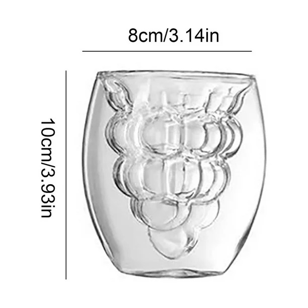 2 Vasos De Vidrio De Doble Capa Forma De Uvas Bebidas Café.
