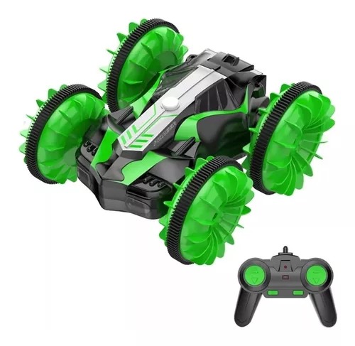 Carro Anfibio Verde Todo Terreno Doble Lado Giro 360° Radio Contro.