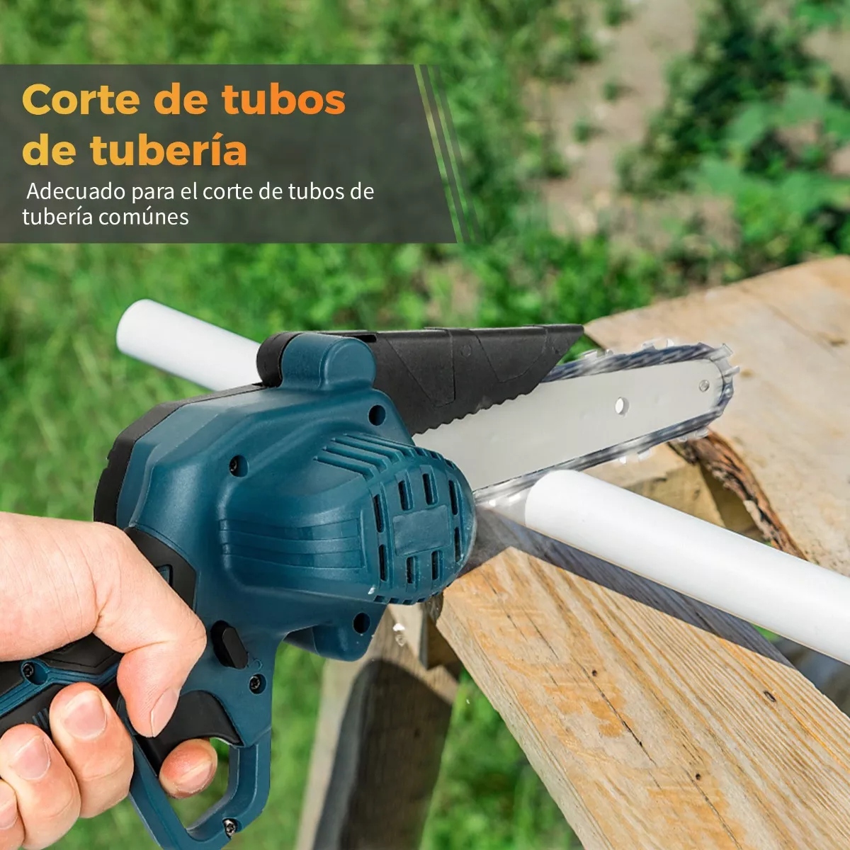 Motosierra Eléctrica Portatil Con 2 Baterías De 6 In Azul/Negro