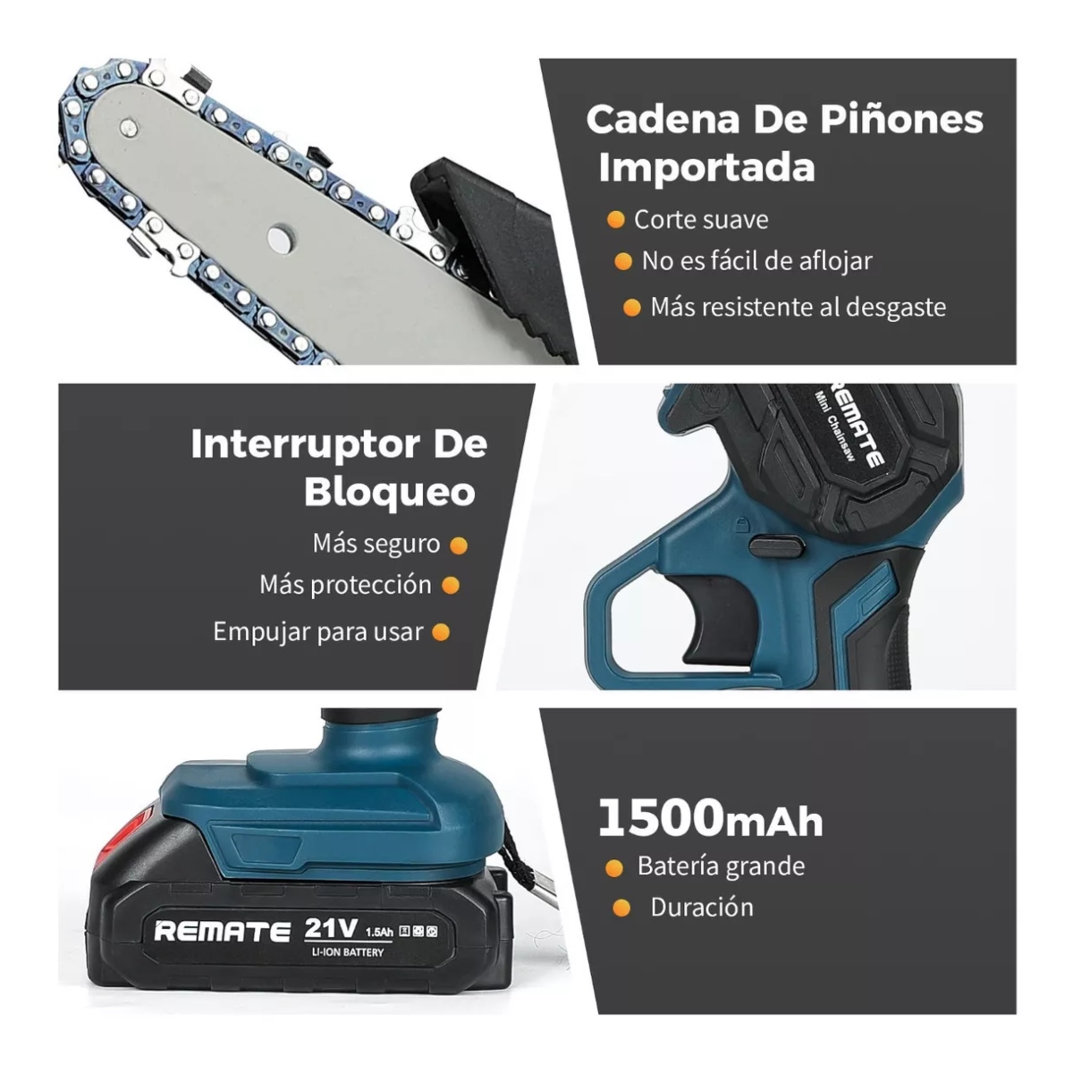 Motosierra Eléctrica Portatil Con 2 Baterías De 6 In Azul/Negro