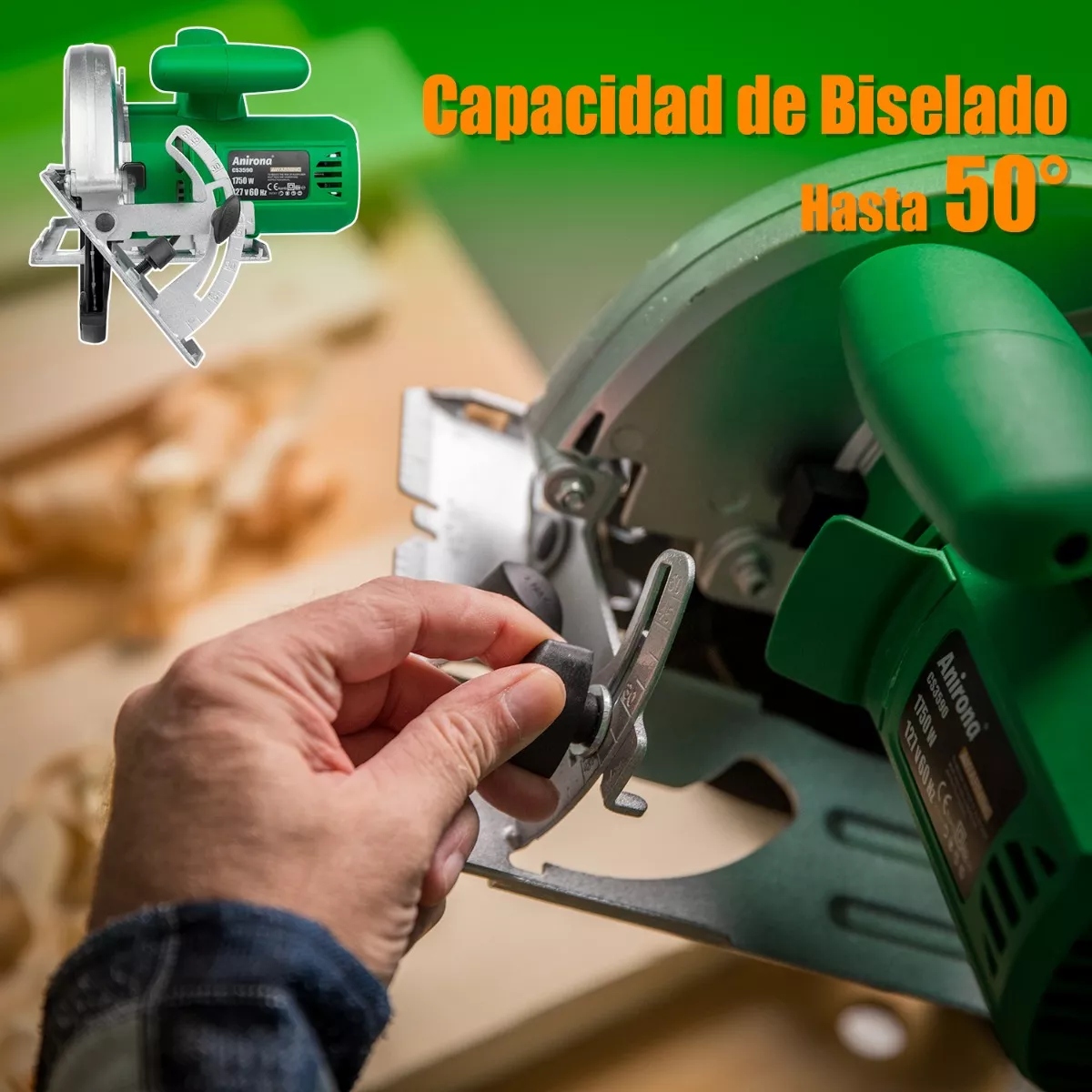 Sierra Circular Anirona 7-1/4'' 1750w 60hz 127v Cs3590 Pro Verde/Plata