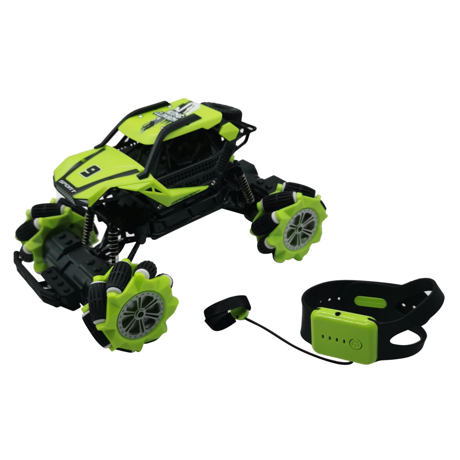 Carro Off-road Horizontal Radio Control Y Pulsera 360° Verde.