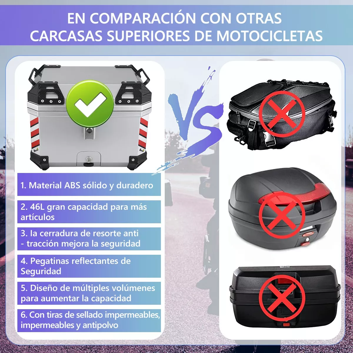 Caja Para Moto Cajuela Casco Maletero Motocicleta 46l Caja.