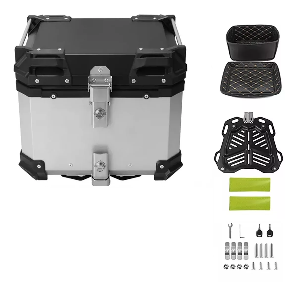Caja Moto Top Case Aluminio Baul Trasero 45 L Plateado.