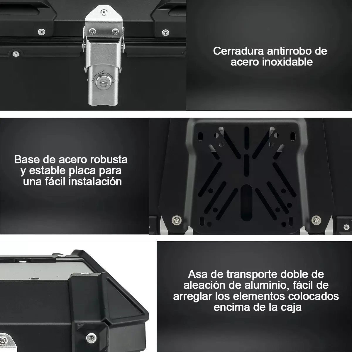 Caja Moto Top Case Aluminio Baul Trasero 45 L Plateado.
