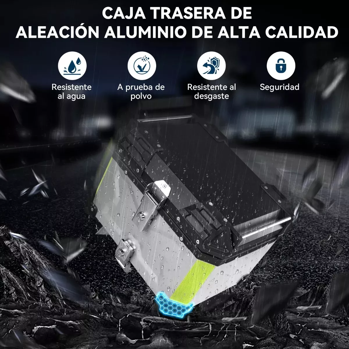 Caja Moto Top Case Aluminio Baul Trasero 45 L Plateado.