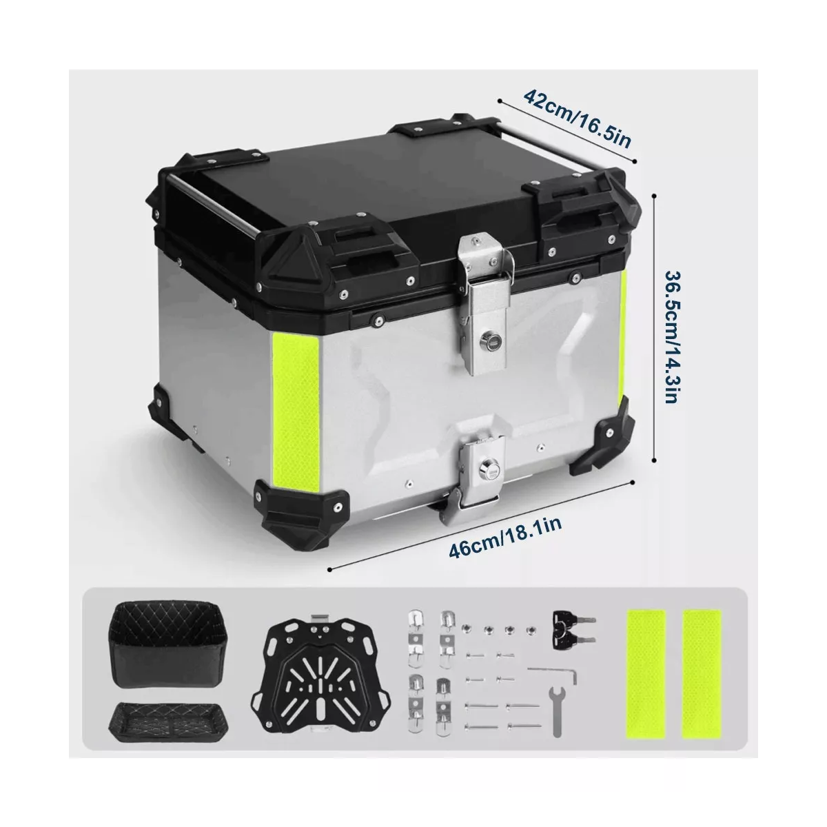 Caja Moto Top Case Aluminio Baul Trasero 45 L Plateado.