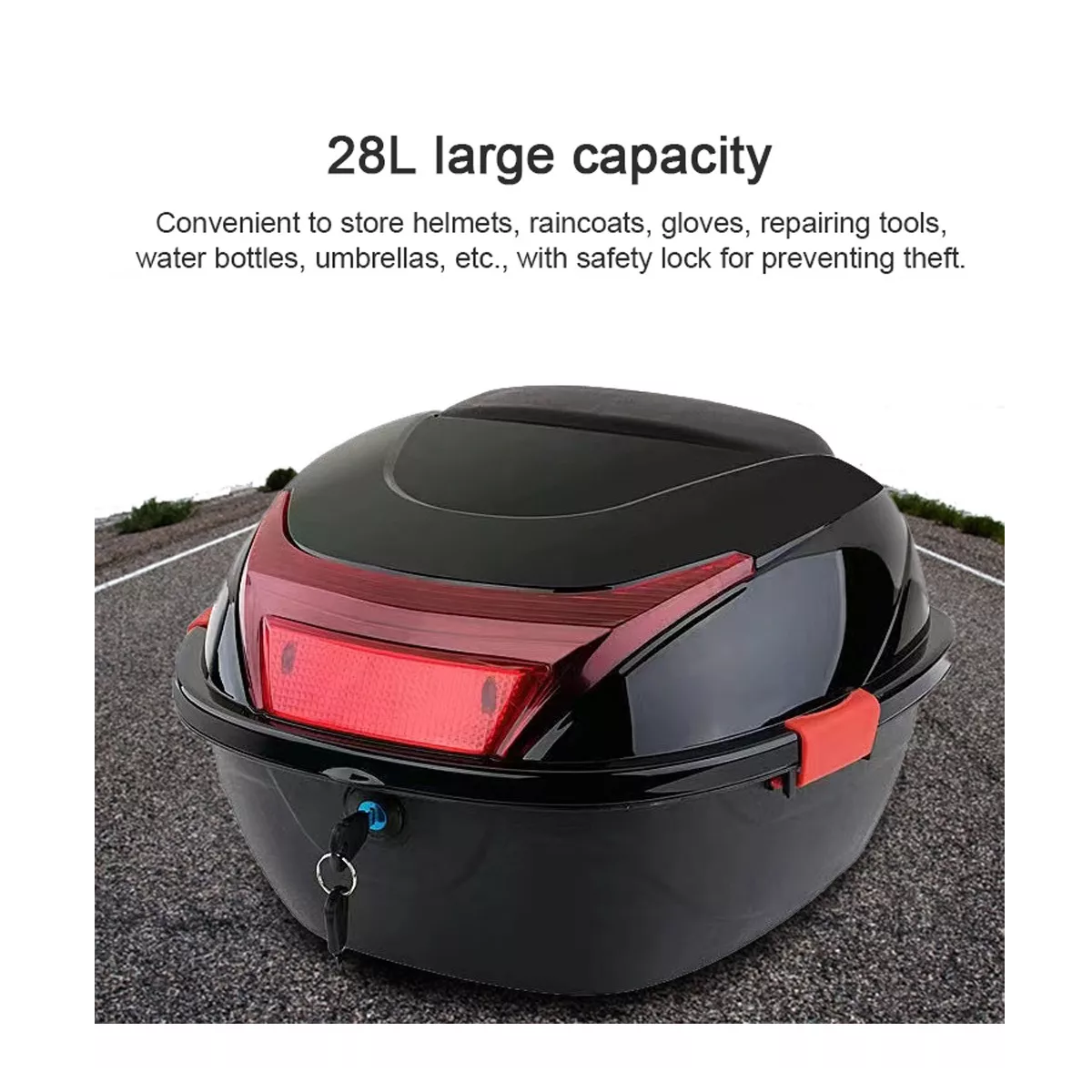 Caja Portaequipaje Moto Y Motonetas Reflejante 28 Litros.