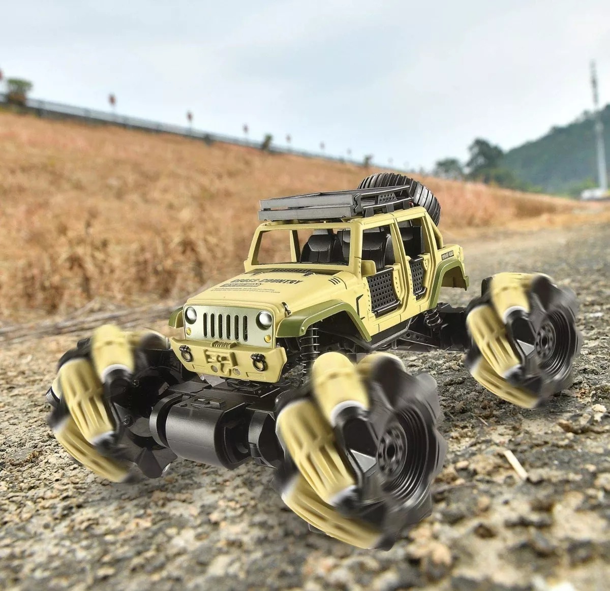Carro Derriba Todo Terreno Gira 360° R/c Pulsera Drift Metal Crema.