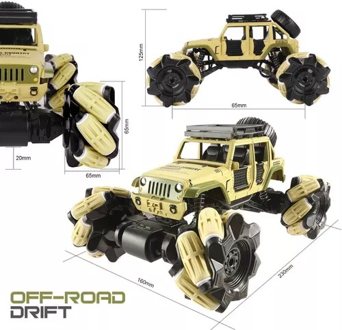 Carro Derriba Todo Terreno Gira 360° R/c Pulsera Drift Metal Crema.