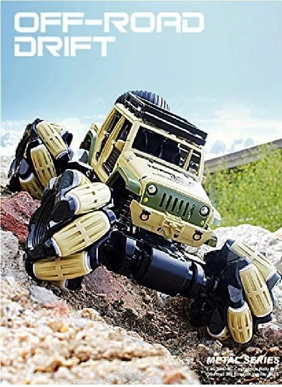 Carro Derriba Todo Terreno Gira 360° R/c Pulsera Drift Metal Crema.