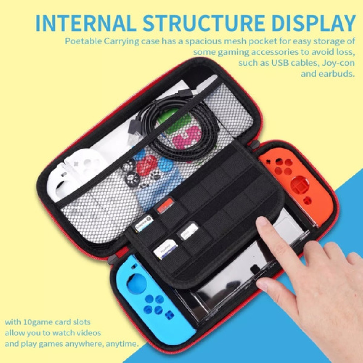 Estuche De Almacenamiento Para Nintendo Switch/switch Oled Rojo
