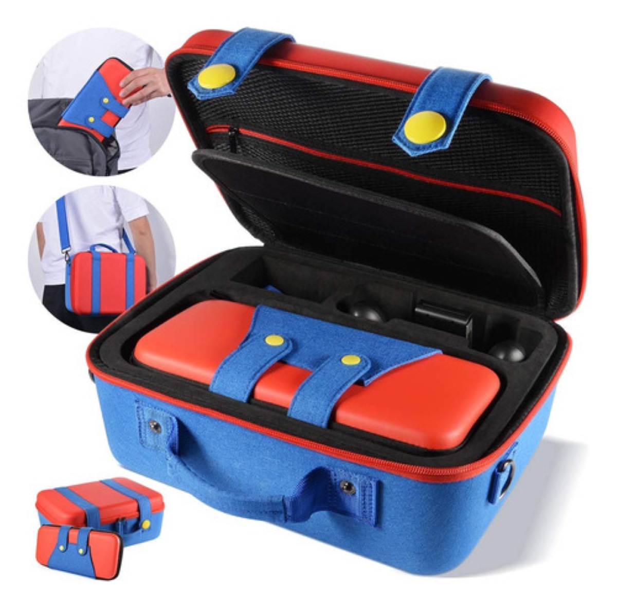 Kit Mochila Funda Impermeable Nintendo Switch Accesorios Rojo/Azul