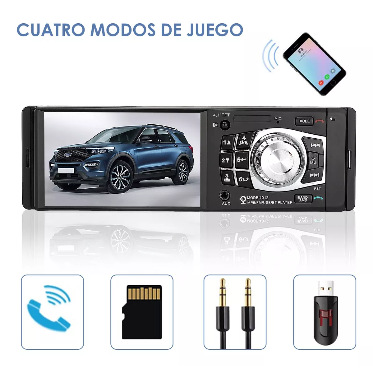 Auto Estéreo Bluetooth, Reproductor Mp5/mp4/mp3 Para Coche.