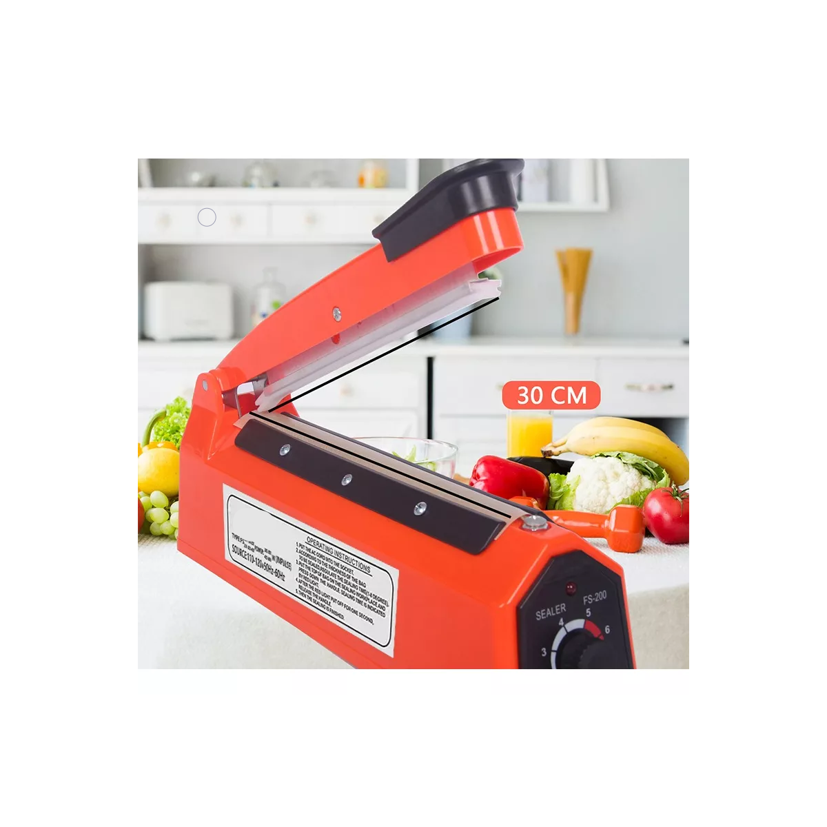 Máquina De Selladora Térmico De Bolsas De Plástico De 30 Cm Naranja.