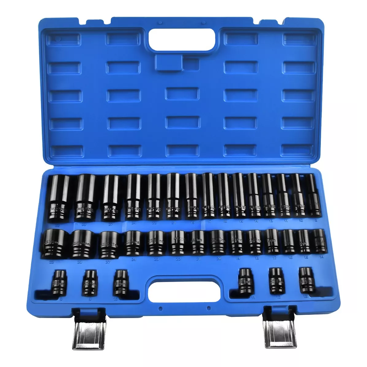 Juego De Dados Alto Impacto De Aire De 1/2 35 Piezas  Estuche Azul.