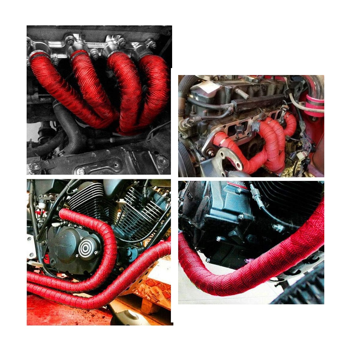Cinta Térmica Escape Moto Headers 5mx2.5cm Alta Temperatura Rojo.