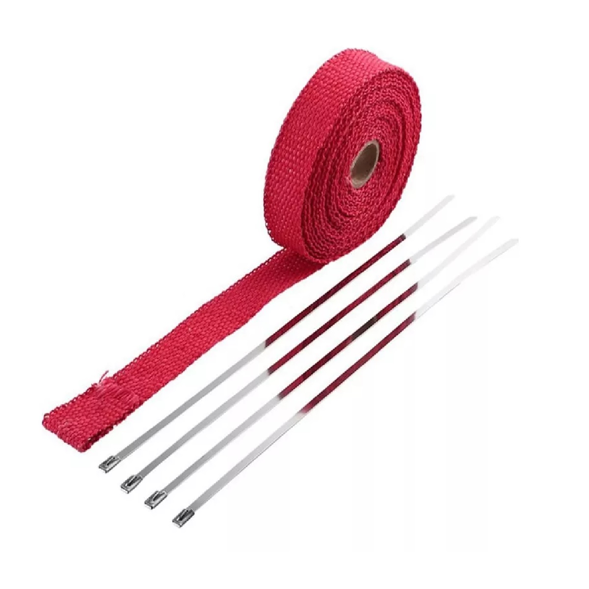 Cinta Térmica Escape Moto Headers 5mx2.5cm Alta Temperatura Rojo.