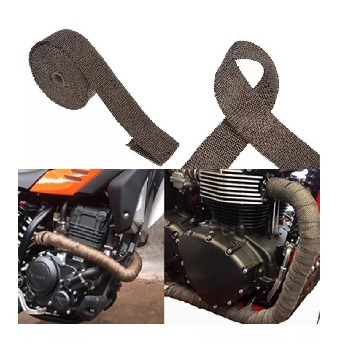 Cinta Térmica Escape Moto Headers 5mx2.5cm Alta Temperatura Titanio.
