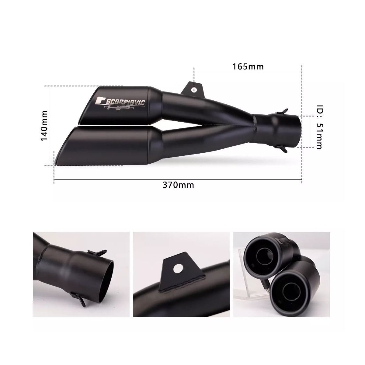 Escape Moto Deportivo Y Silenciador Acero Inoxidable 51mm Negro.