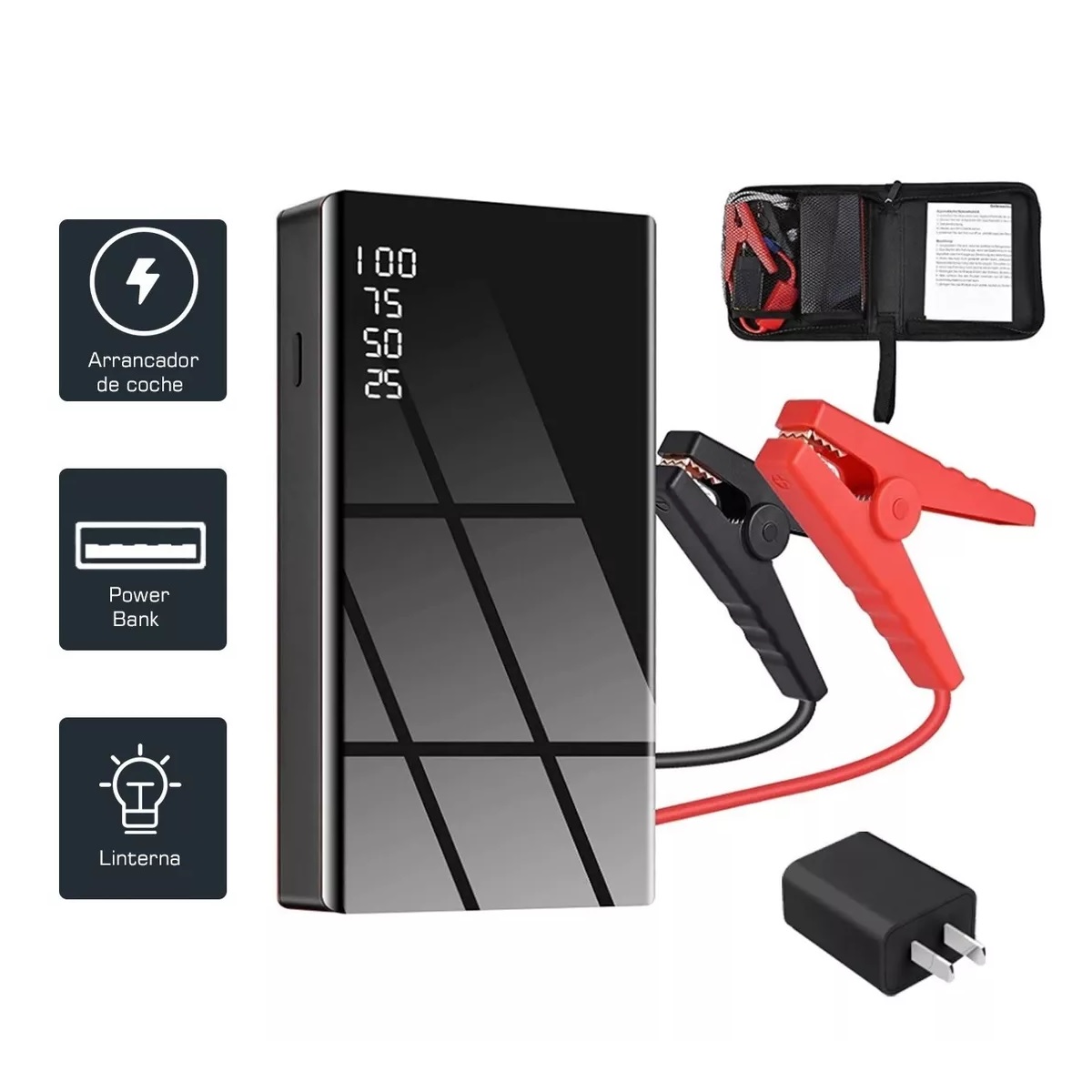 Arrancador De Auto Portátil Cargador Baterias De Emergencia.