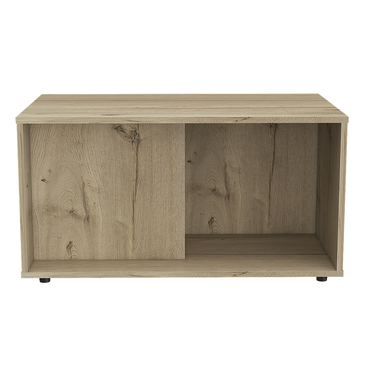 MESA DE CENTRO ARMABLE IDEAL PARA LA SALA O EL ESTUDIO CON ESPACIOS PARA ALMACENAMIENTO MODELO PRANA COLOR DUNA.
