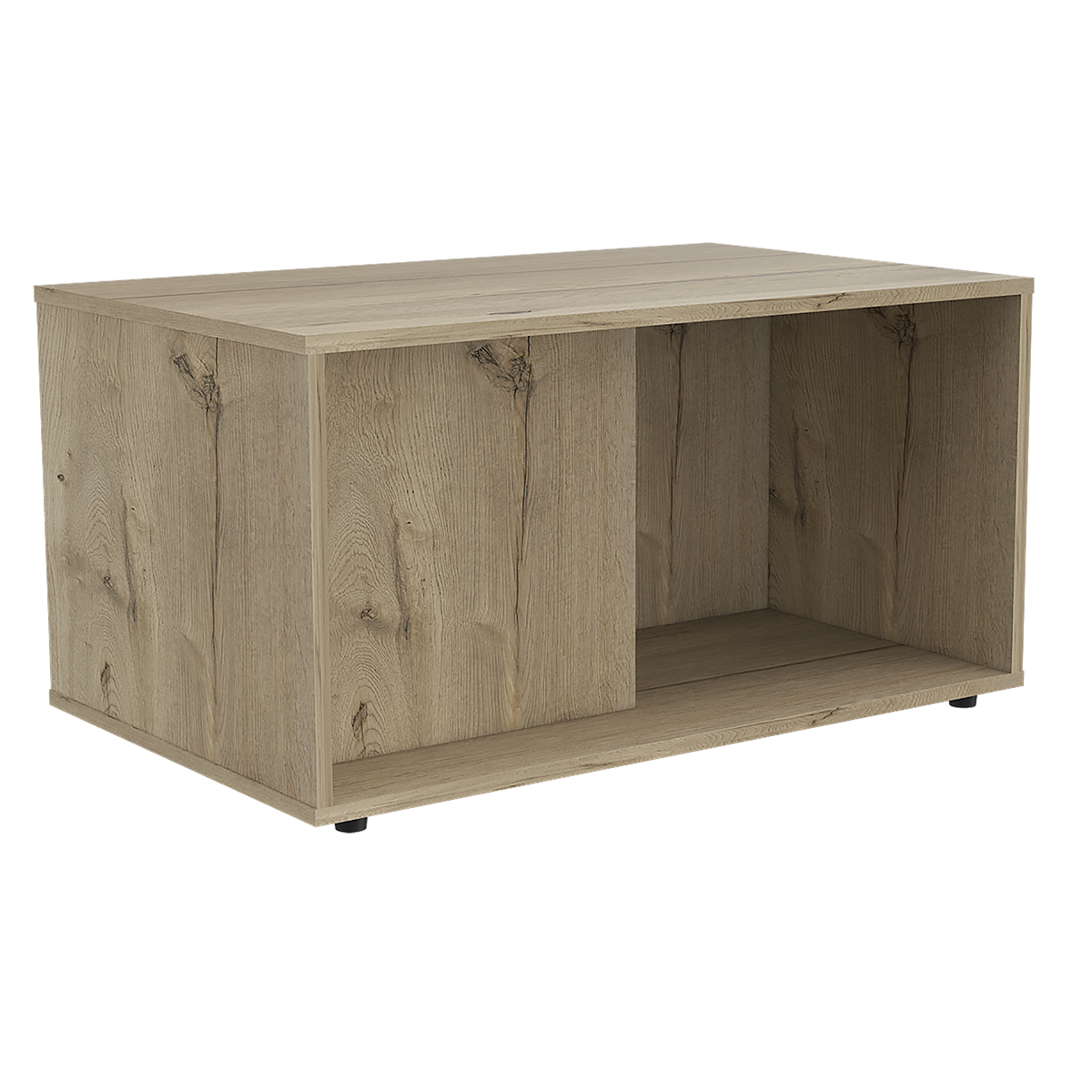 MESA DE CENTRO ARMABLE IDEAL PARA LA SALA O EL ESTUDIO CON ESPACIOS PARA ALMACENAMIENTO MODELO PRANA COLOR DUNA.