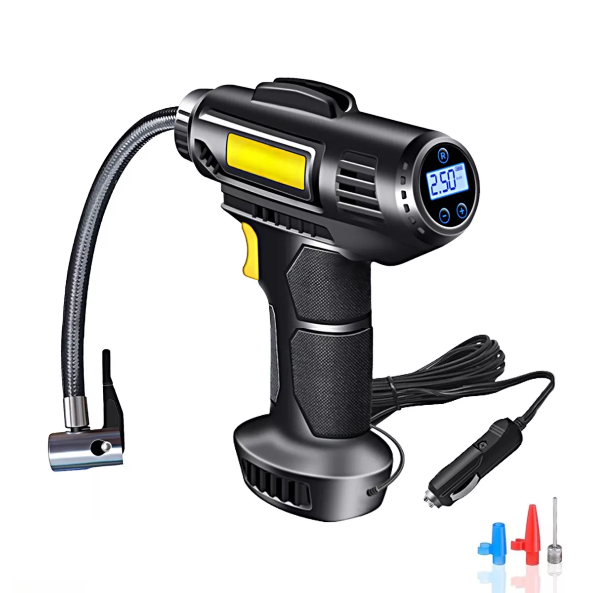 Compresor Inflador Llantas Para Auto Lcd Bomba Aire Portátil.