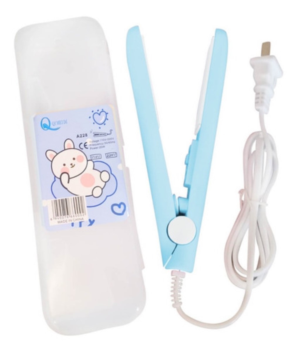 Plancha Para Cabello, Mini Plancha De Cabello De Bolsillo Azul