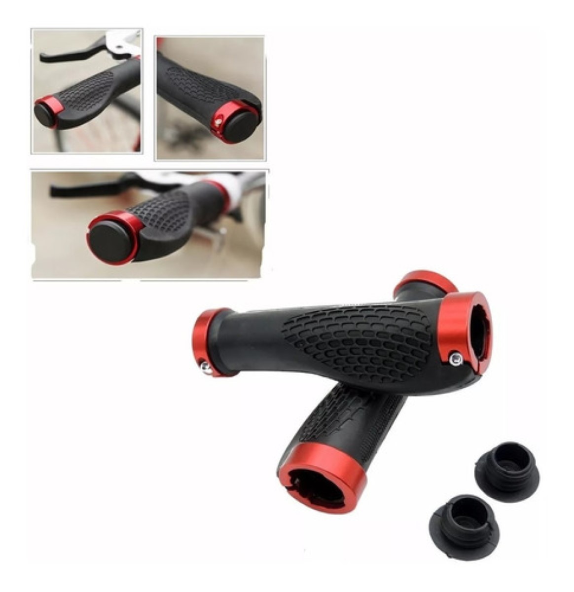 1par Empuñadura Manillar Puño Bicicleta De Montaña Universal Rojo/Negro