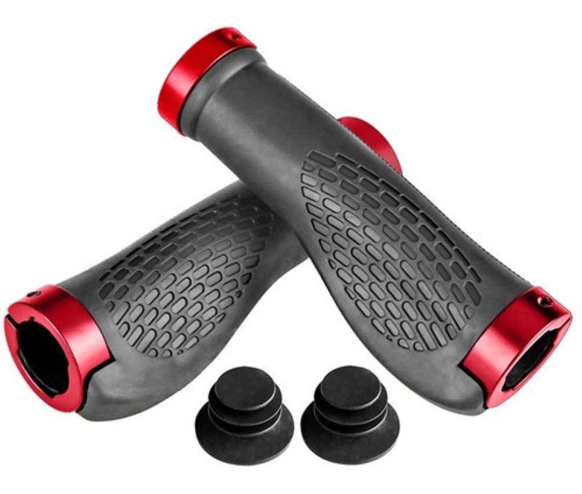 1par Empuñadura Manillar Puño Bicicleta De Montaña Universal Rojo/Negro