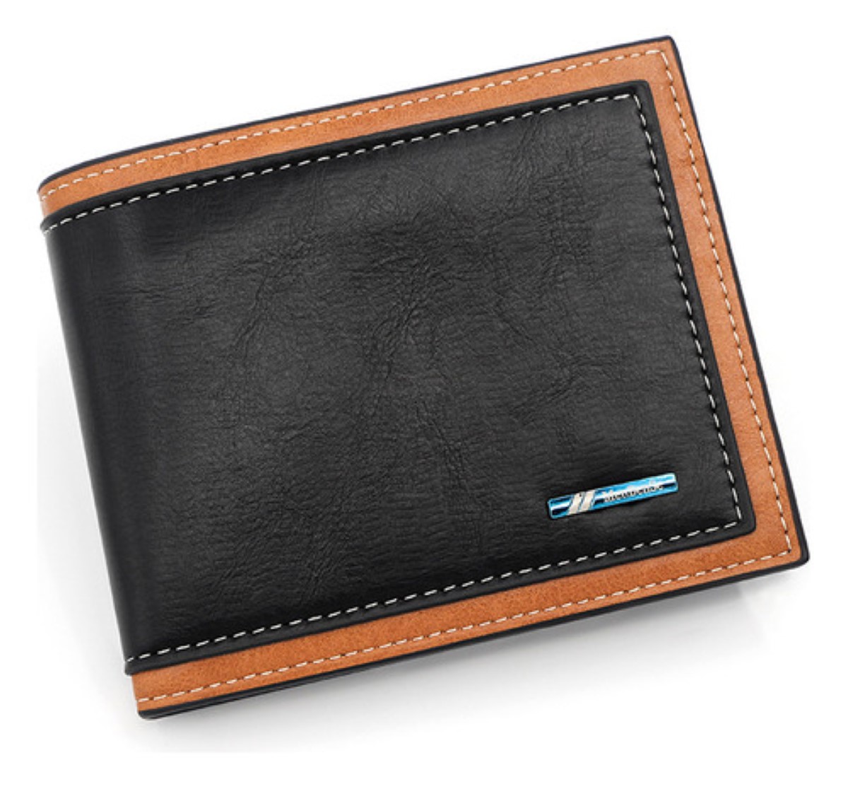 Cartera Para Hombre De Gran Capacidad Pu Billeteras Negro
